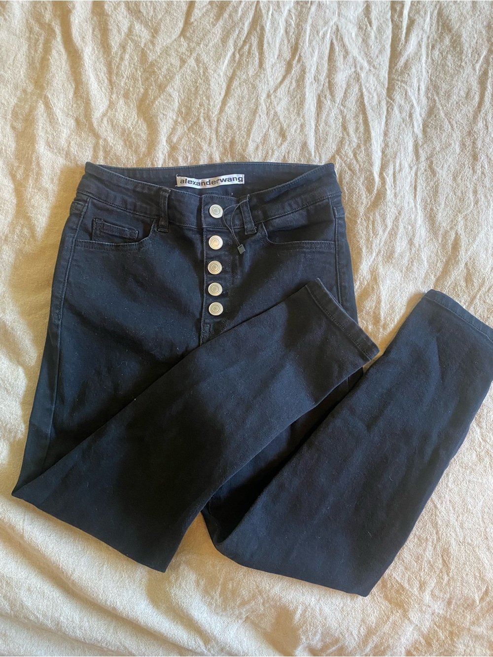 Alexander Wang Black Skinny High-Rise Jeans with Button-Fly